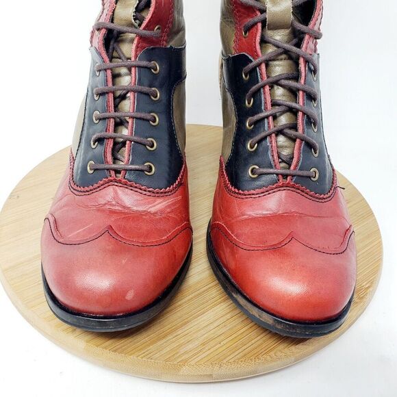 DKODE Boots Women 37 VYLMA Tall Leather Steampunk Lagenlook Boho Colorful Shoes - Picture 4 of 15